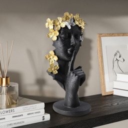 Black & Gold Thinker Sculpture Statue Resin Romantic Silence Desktop Ornament - thumbnail 4
