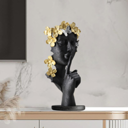 Black & Gold Thinker Sculpture Statue Resin Romantic Silence Desktop Ornament - thumbnail 7