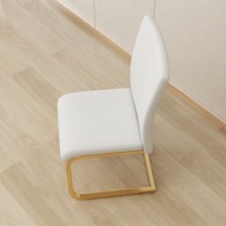 Modern Minimalist Dining Chairs Upholstered PU Leather White Gold Metal Base Dining Room Chairs 8-Pieces - thumbnail 6