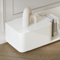 274 cm Off White Modern Wood Extendable TV unit with 4 Drawer Retracted Cream Media Console - thumbnail 9