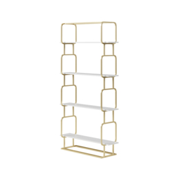 "1800mm Modern White Tall Freestanding Wooden Office 4 Shelves Etagere Bookcase in Gold " - thumbnail 9