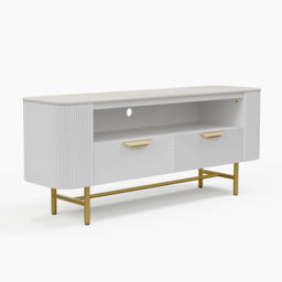 1300mm Small TV Stand with Sintered Stone Top White Media Console with Storage - thumbnail 7