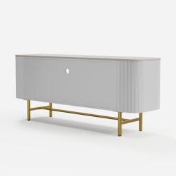 1300mm Small TV Stand with Sintered Stone Top White Media Console with Storage - thumbnail 8