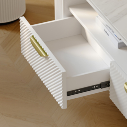 1300mm Small TV Stand with Sintered Stone Top White Media Console with Storage - thumbnail 9