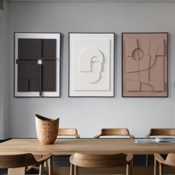 3 Pieces Japandi 3D Wall Art Painting Hanging Wall Decor Set with Black Rectangle Frame - thumbnail 7
