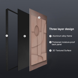 3 Pieces Japandi 3D Wall Art Painting Hanging Wall Decor Set with Black Rectangle Frame - thumbnail 9