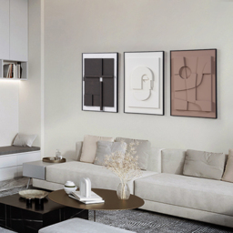 3 Pieces Japandi 3D Wall Art Painting Hanging Wall Decor Set with Black Rectangle Frame - thumbnail 5