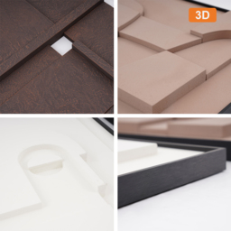 3 Pieces Japandi 3D Wall Art Painting Hanging Wall Decor Set with Black Rectangle Frame - thumbnail 8