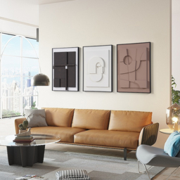 3 Pieces Japandi 3D Wall Art Painting Hanging Wall Decor Set with Black Rectangle Frame - thumbnail 3