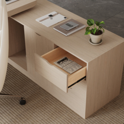 Modern 180 cm L-Shaped Whitewash Executive Desk with Storage, Right Hand - thumbnail 6