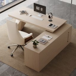 Modern 180 cm L-Shaped Whitewash Executive Desk with Storage, Right Hand - thumbnail 5