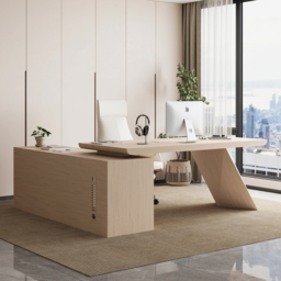Modern 180 cm L-Shaped Whitewash Executive Desk with Storage, Right Hand - thumbnail 3