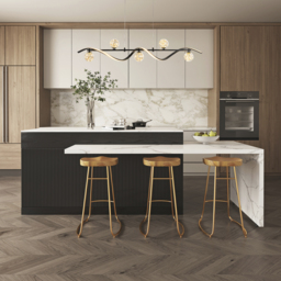 LED Linear Kitchen Island Light – 6-Light Dimmable Black Fixture with Glass Globe Shades - thumbnail 7