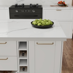 150cm Modern White Sintered Stone Kitchen Island with Wine Storage - thumbnail 9