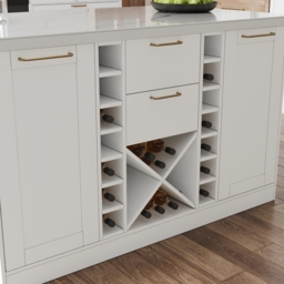 150cm Modern White Sintered Stone Kitchen Island with Wine Storage - thumbnail 8