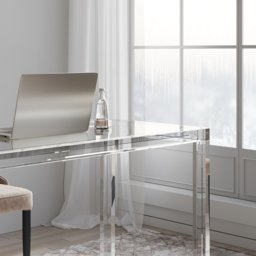 Savea 1000mm Modern Rectangular Clear Tempered Glass Office Writing Desk - thumbnail 6