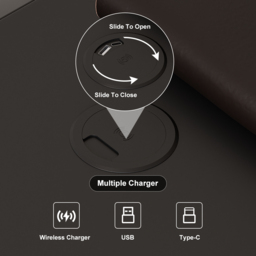 Modern Black Leather Smart Bedside Table with Wireless Charger 2 Drawers Bedside Table with USB & Type-C Ports - thumbnail 6