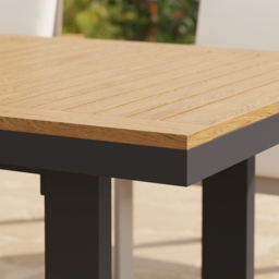 Tevara 6-Piece Rectangular Wood and Aluminium Outdoor Dining Set with Pillar Umbrella - thumbnail 7