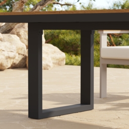 Tevara 6-Piece Rectangular Wood and Aluminium Outdoor Dining Set with Pillar Umbrella - thumbnail 6
