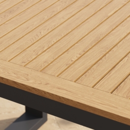 Tevara 6-Piece Rectangular Wood and Aluminium Outdoor Dining Set with Pillar Umbrella - thumbnail 8