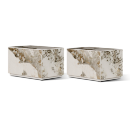Modern White 600mmW Sintered Stone Nightstand 1 Drawer Bedside Table Set of 2 - thumbnail 8