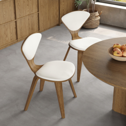 Mid-Century Dining Chairs Upholstered Faux Leather Walnut 6-Pieces Dining Room Chairs - thumbnail 6