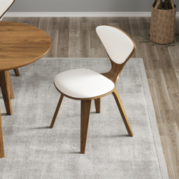 Mid-Century Dining Chairs Upholstered Faux Leather Walnut 6-Pieces Dining Room Chairs - thumbnail 2