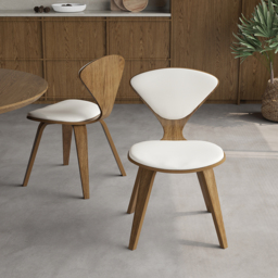 Mid-Century Dining Chairs Upholstered Faux Leather Walnut 6-Pieces Dining Room Chairs - thumbnail 8