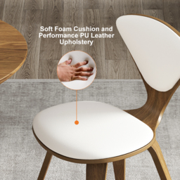 Mid-Century Dining Chairs Upholstered Faux Leather Walnut 6-Pieces Dining Room Chairs - thumbnail 3