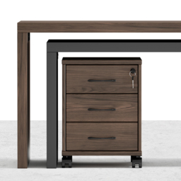 Modern L Shaped Executive Office Desk with with Movable File Cabinet Black & Walnut Swivel Desk Office Furniture (150 cm ) - thumbnail 4