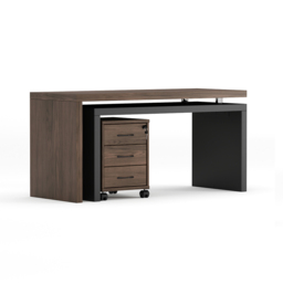 Modern L Shaped Executive Office Desk with with Movable File Cabinet Black & Walnut Swivel Desk Office Furniture (150 cm ) - thumbnail 9