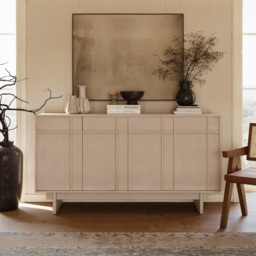 152 cm Mid-Century Modern Wooden Sideboard Buffet with Storage - thumbnail 3