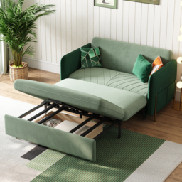 Green Daybed with Trundle Full Size Loveseat Pull Out Sleeper Sofa Couch