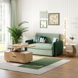 Green Daybed with Trundle Full Size Loveseat Pull Out Sleeper Sofa Couch - thumbnail 5