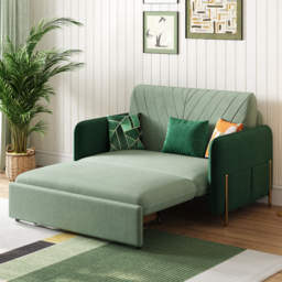 Green Daybed with Trundle Full Size Loveseat Pull Out Sleeper Sofa Couch - thumbnail 4