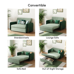 Green Daybed with Trundle Full Size Loveseat Pull Out Sleeper Sofa Couch - thumbnail 7
