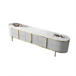 Gline Modern Oval TV Stand White Marble Top with Drawers & Storage for 2159mm TV - thumbnail 8
