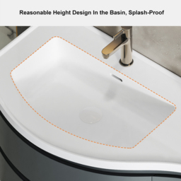 Floating Curved Bathroom Vanity Wall Mounted Half-Circle Bathroom Cabinet - thumbnail 4