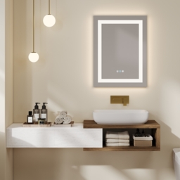 800mm x 600mm Frameless Rectangle LED Bathroom Mirror with Anti-Fog & Bluetooth Speaker - thumbnail 3