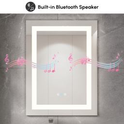 800mm x 600mm Frameless Rectangle LED Bathroom Mirror with Anti-Fog & Bluetooth Speaker - thumbnail 6