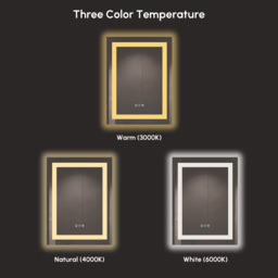 800mm x 600mm Frameless Rectangle LED Bathroom Mirror with Anti-Fog & Bluetooth Speaker - thumbnail 9