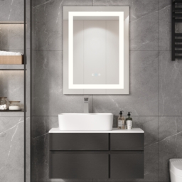 800mm x 600mm Frameless Rectangle LED Bathroom Mirror with Anti-Fog & Bluetooth Speaker - thumbnail 2