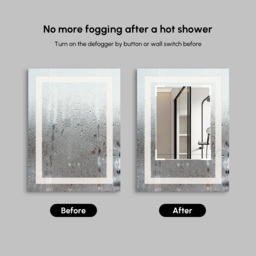 800mm x 600mm Frameless Rectangle LED Bathroom Mirror with Anti-Fog & Bluetooth Speaker - thumbnail 7