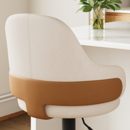 1830mm Large White Kitchen Island & 3 White Velvet Swivel Bar Stools Set Adjustable - thumbnail 9