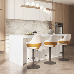 1830mm Large White Kitchen Island & 3 White Velvet Swivel Bar Stools Set Adjustable - thumbnail 2