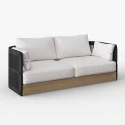Costra 4 PCS Modern Aluminium & Rope Outdoor Swivel Sofa Set with Coffee Table in Black for 4 People, Modern Wood Outdoor & Yard Rope Sofa Set - thumbnail 4