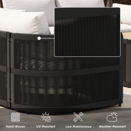 Costra 4 PCS Modern Aluminium & Rope Outdoor Swivel Sofa Set with Coffee Table in Black for 4 People, Modern Wood Outdoor & Yard Rope Sofa Set - thumbnail 8