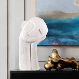 Modern Abstract White Resin Person Ornament Sculpture Home People Figurine Decor Art - thumbnail 1