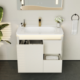 Bathroom Vanity Set 80 cm Modern Warm White LED Floating Bathroom Vanity with Sink - thumbnail 4