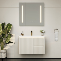Bathroom Vanity Set 80 cm Modern Warm White LED Floating Bathroom Vanity with Sink - thumbnail 2